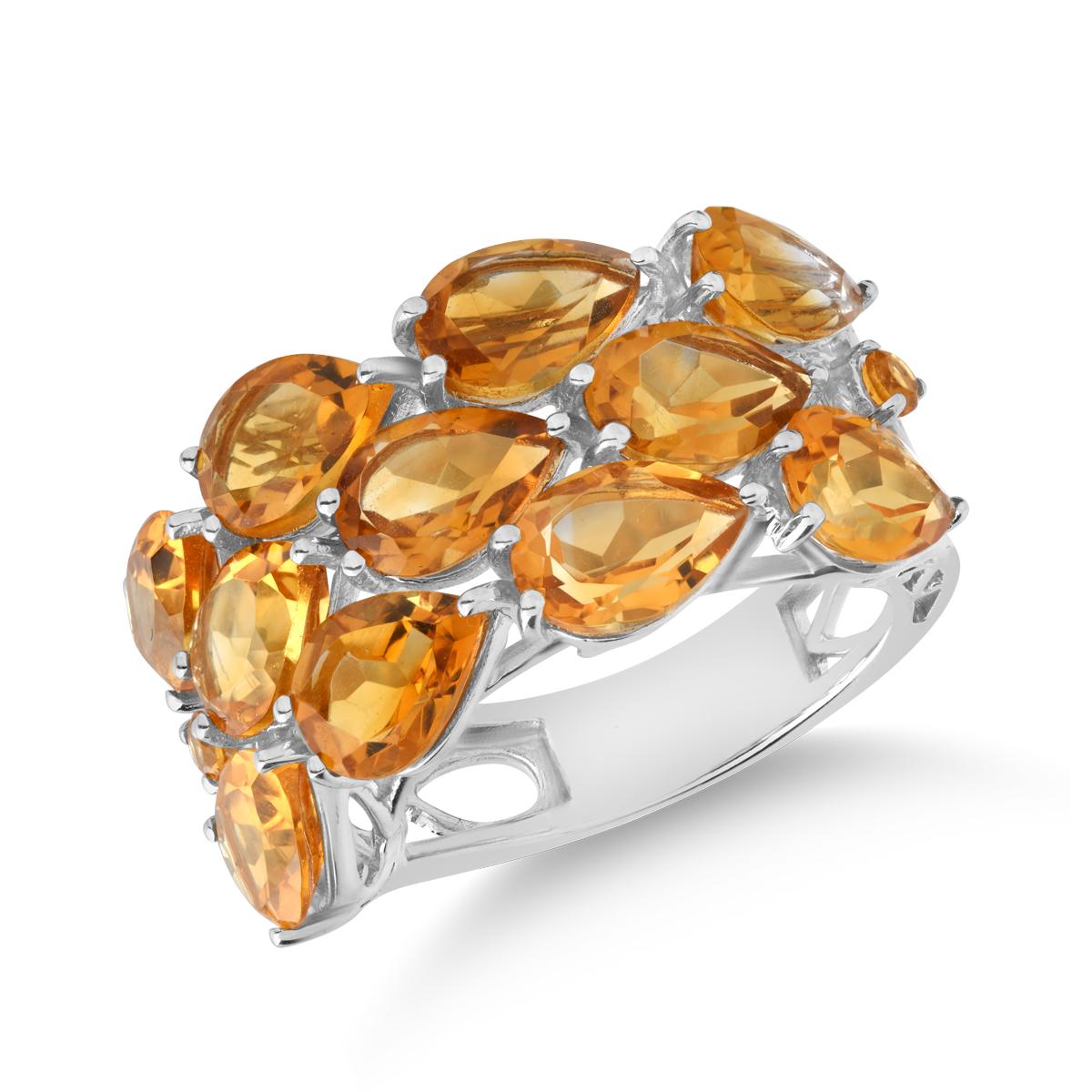 14K white gold ring with citrine of 7.58ct